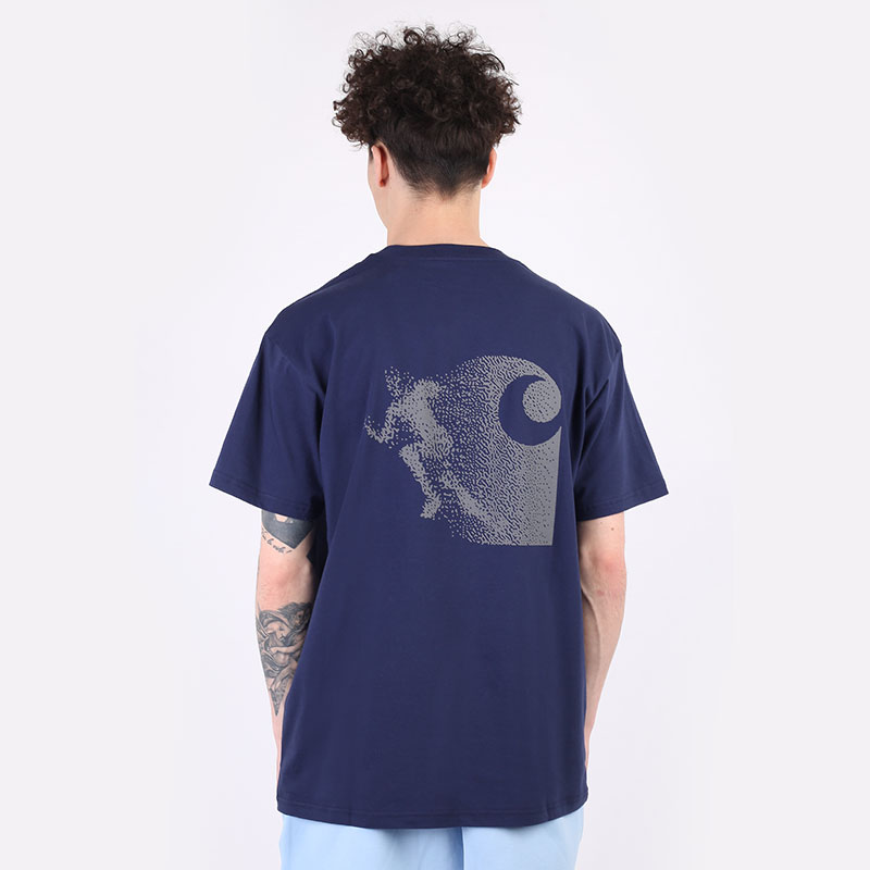 мужская синяя футболка Carhartt WIP S/S Warp Speed T-Shirt I029029-space/reflective - цена, описание, фото 4